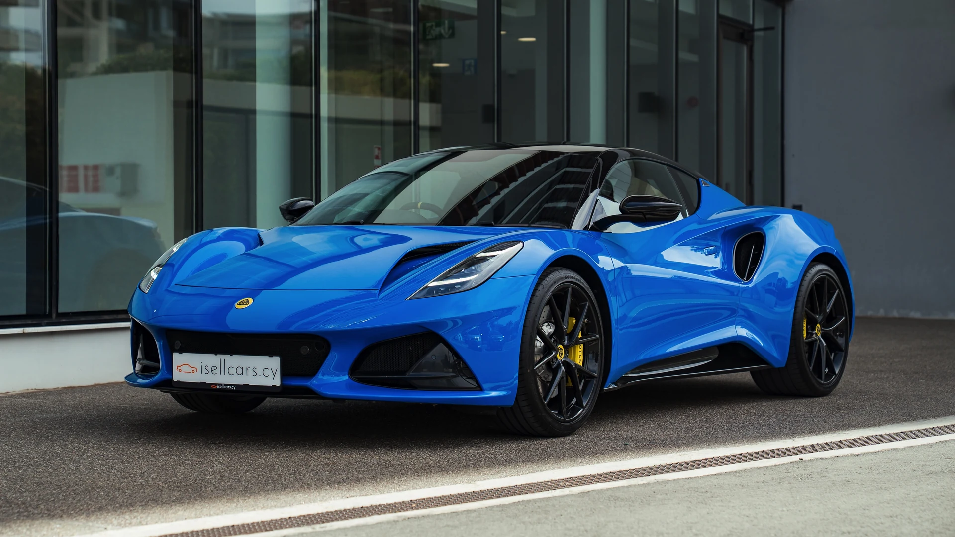 Lotus Emira First Edition #76 Photo 1 Blue car, front three-quarter exterior view. Car 76
